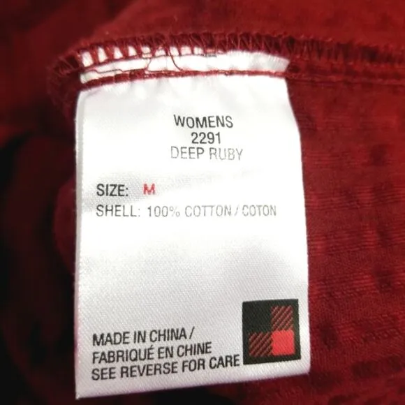 Woolrich deep ruby ribbed velvety zip front jacket M