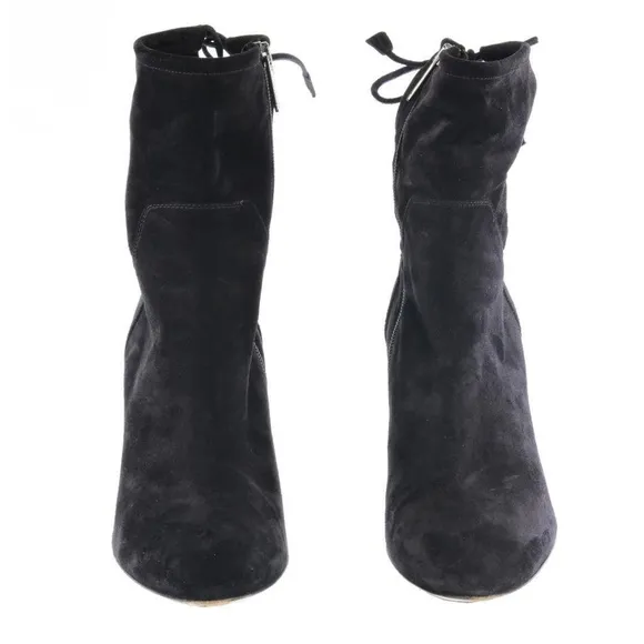 Worn 1x AQUATALIA Ankle Boots Booties Black Suede Sz. 10.5 ITALY Women's Zip Up