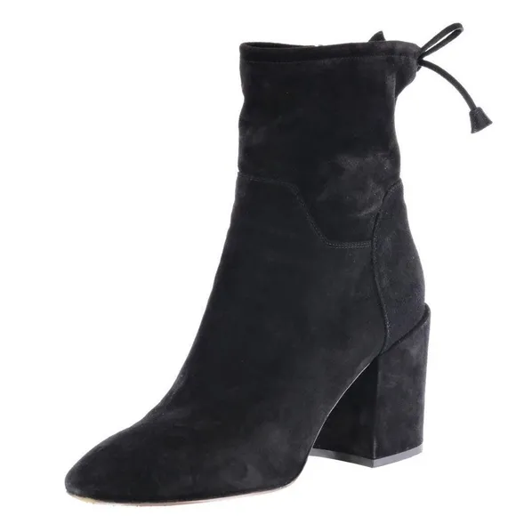 Worn 1x AQUATALIA Ankle Boots Booties Black Suede Sz. 10.5 ITALY Women's Zip Up