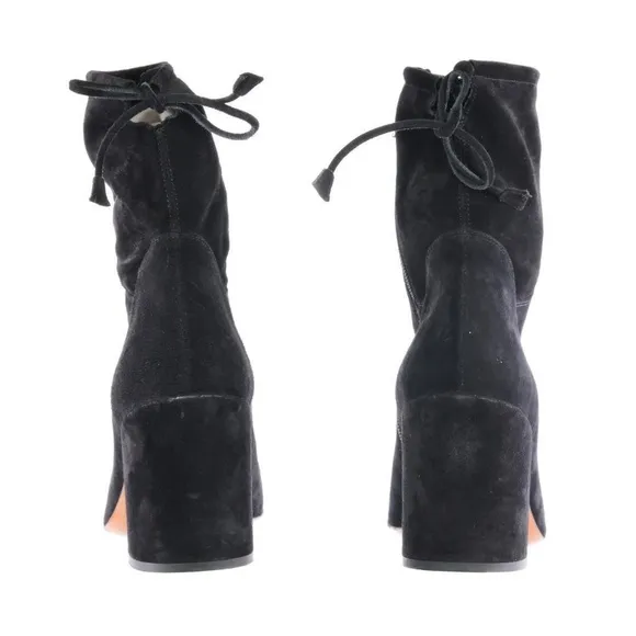 Worn 1x AQUATALIA Ankle Boots Booties Black Suede Sz. 10.5 ITALY Women's Zip Up