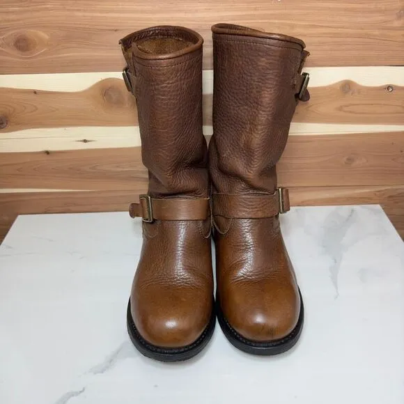 X Element Women Brown Leather Motorcycle Engineer Buckle Combat‎ Boots size 7
