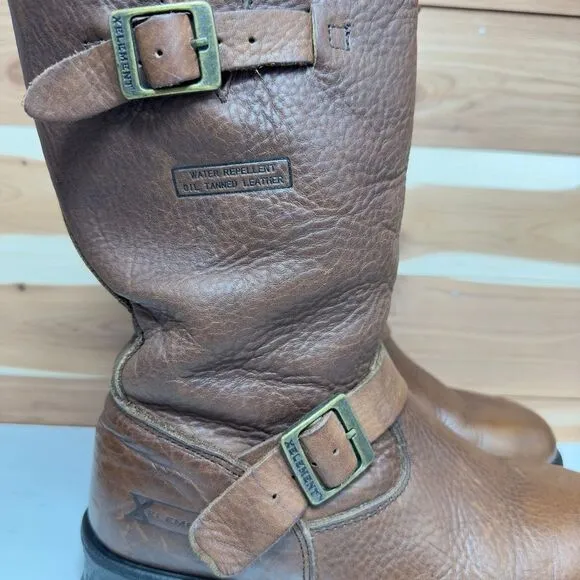 X Element Women Brown Leather Motorcycle Engineer Buckle Combat‎ Boots size 7