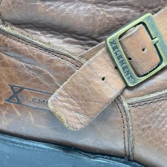 X Element Women Brown Leather Motorcycle Engineer Buckle Combat‎ Boots size 7
