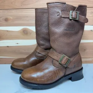 X Element Women Brown Leather Motorcycle Engineer Buckle Combat‎ Boots size 7