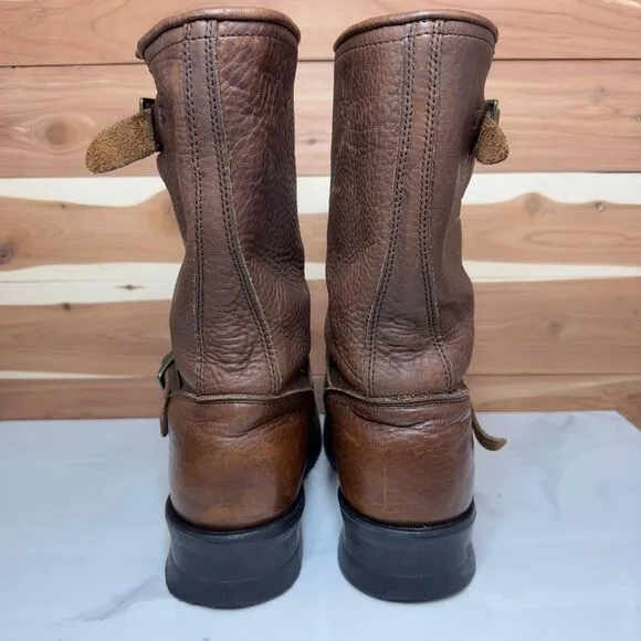 X Element Women Brown Leather Motorcycle Engineer Buckle Combat‎ Boots size 7
