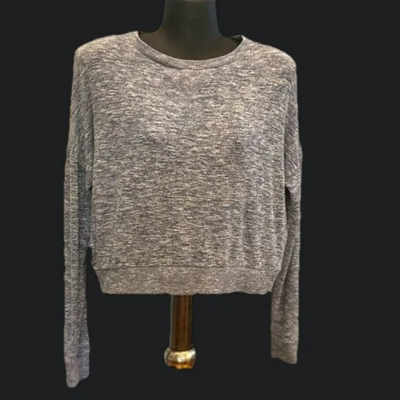 XS LLD Zebra Gray drop shoulder gray long sleeve sweater sweat shirt top