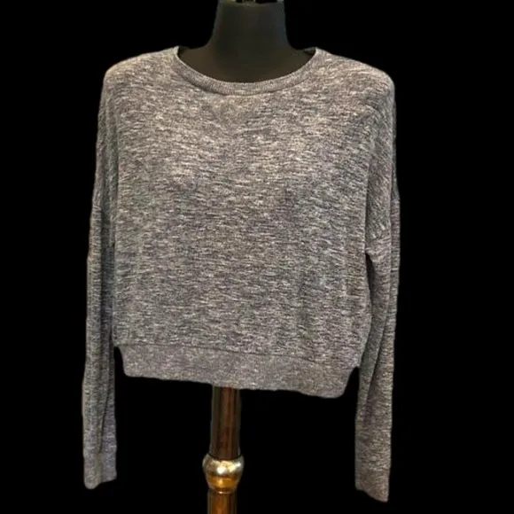 XS LLD Zebra Gray drop shoulder gray long sleeve sweater sweat shirt top