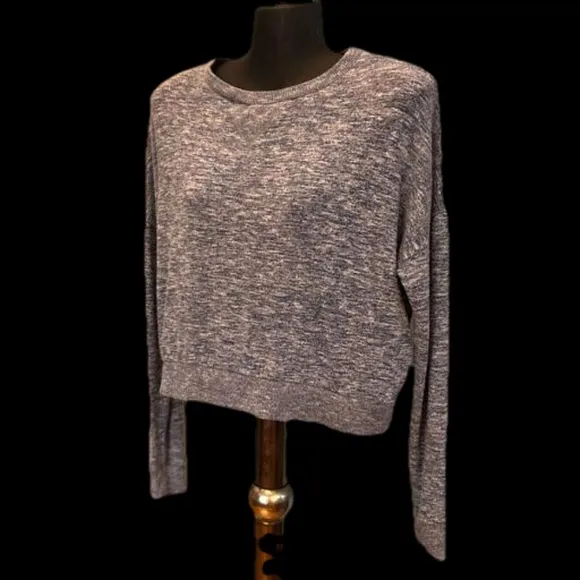 XS LLD Zebra Gray drop shoulder gray long sleeve sweater sweat shirt top
