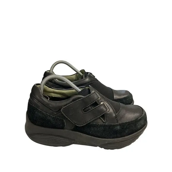Xsensible Stretchwalker Women's Size 7.5 earth Black leather hoop loop shoes