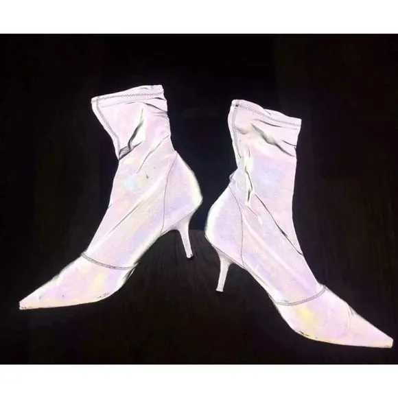 YEEZY SEASON 7 Reflective Ankle Boots Gray Booties Damaged AUTHENTICATED