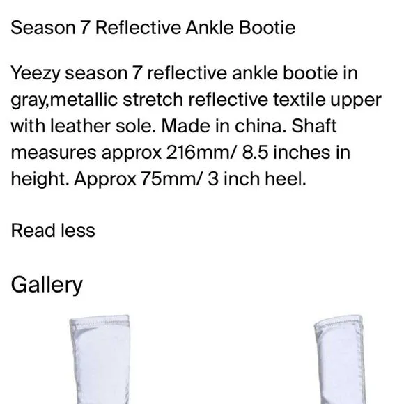 YEEZY SEASON 7 Reflective Ankle Boots Gray Booties Damaged AUTHENTICATED