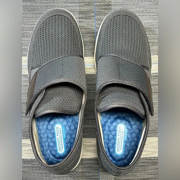 Youyun Men’s Diabetic Shoes Easy Slide Slip On Loafers Adjustable Size 12 Gray