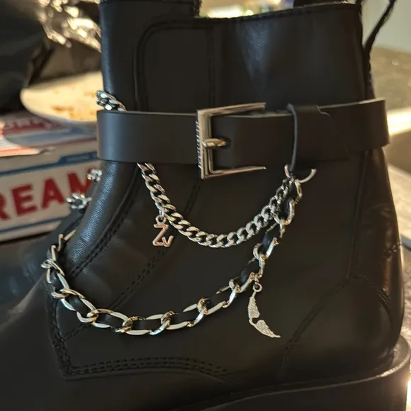 ZADIG &amp; VOLTAIRE BLACK LAMBSKIN LAUREEN ANKLE BOOTS