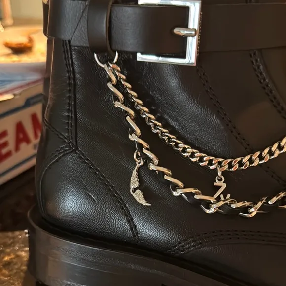 ZADIG &amp; VOLTAIRE BLACK LAMBSKIN LAUREEN ANKLE BOOTS
