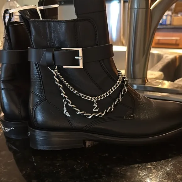 ZADIG &amp; VOLTAIRE BLACK LAMBSKIN LAUREEN ANKLE BOOTS