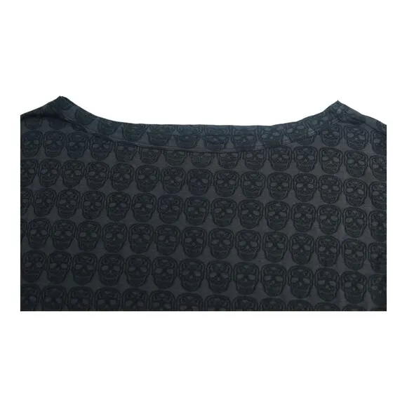 Zadig &amp; Voltaire Black Skull Print Short Sleeve Boat Neckline Calf Length dress