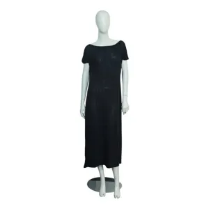 Zadig &amp; Voltaire Black Skull Print Short Sleeve Boat Neckline Calf Length dress