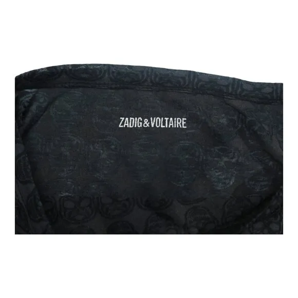 Zadig &amp; Voltaire Black Skull Print Short Sleeve Boat Neckline Calf Length dress