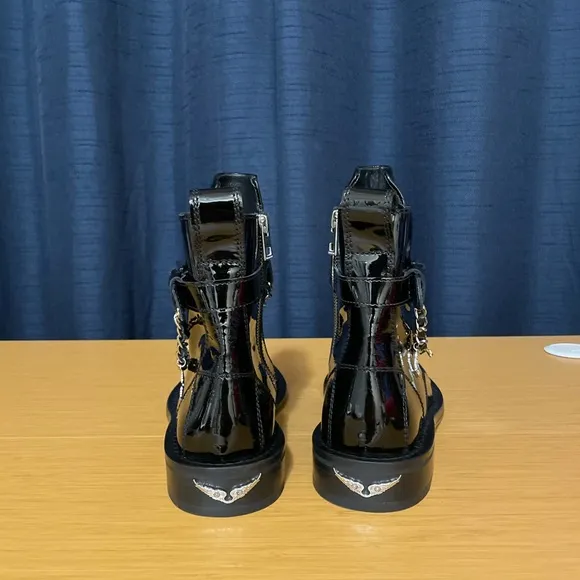 Zadig &amp; Voltaire Laureen Patent Leather Chain Boots