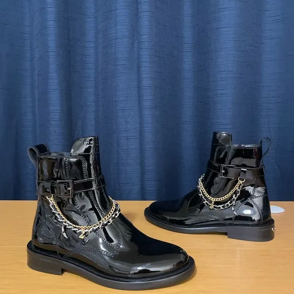 Zadig &amp; Voltaire Laureen Patent Leather Chain Boots