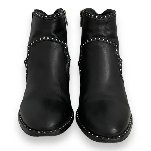 Zadig &amp; Voltaire Women's Black Leather Molly Studded Ankle Boots Size 37 US 7