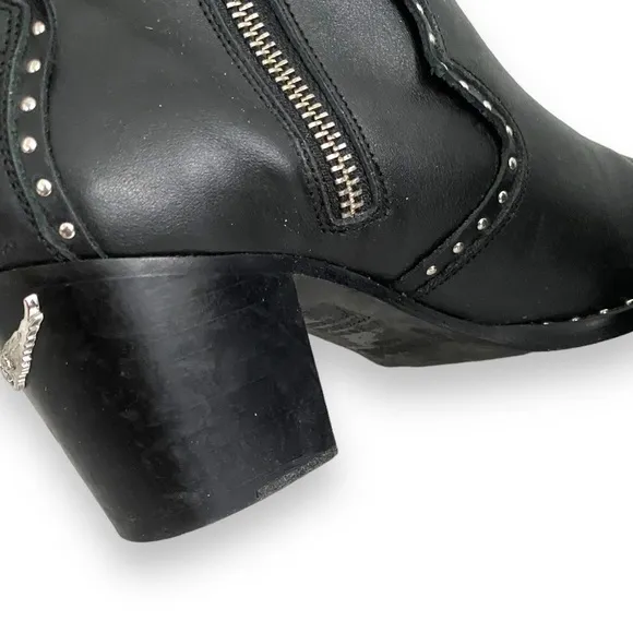 Zadig &amp; Voltaire Women's Black Leather Molly Studded Ankle Boots Size 37 US 7