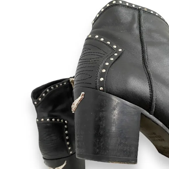 Zadig &amp; Voltaire Women's Black Leather Molly Studded Ankle Boots Size 37 US 7