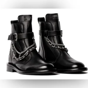 Zadig and Voltaire Laureen zip boot w/ Chain Detail