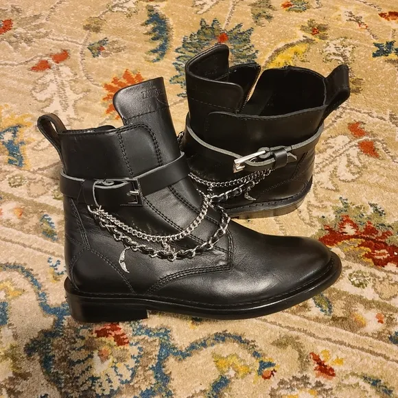 ZADIG VOLTAIRE Laureen Chain Embellished Leather Boots
