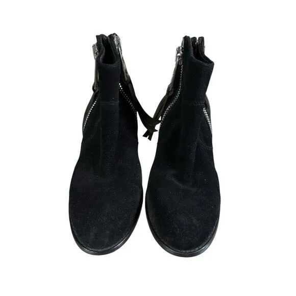 Zadig Voltaire Sz 39 Women's Molly Black Suede Stacked Heel Ankle Booties $528