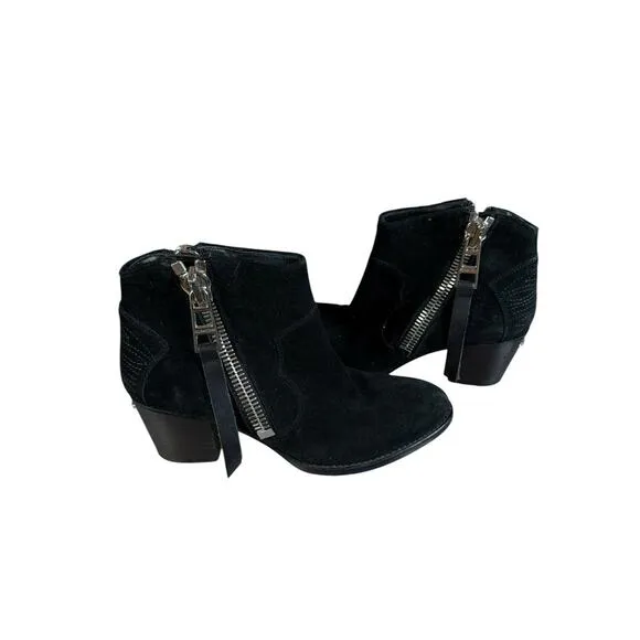 Zadig Voltaire Sz 39 Women's Molly Black Suede Stacked Heel Ankle Booties $528
