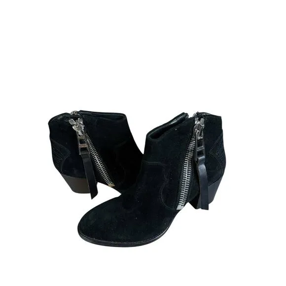 Zadig Voltaire Sz 39 Women's Molly Black Suede Stacked Heel Ankle Booties $528