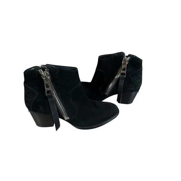 Zadig Voltaire Sz 39 Women's Molly Black Suede Stacked Heel Ankle Booties $528