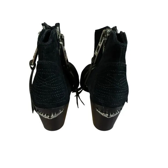 Zadig Voltaire Sz 39 Women's Molly Black Suede Stacked Heel Ankle Booties $528