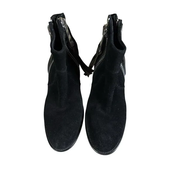Zadig Voltaire Sz 39 Women's Molly Black Suede Stacked Heel Ankle Booties $528