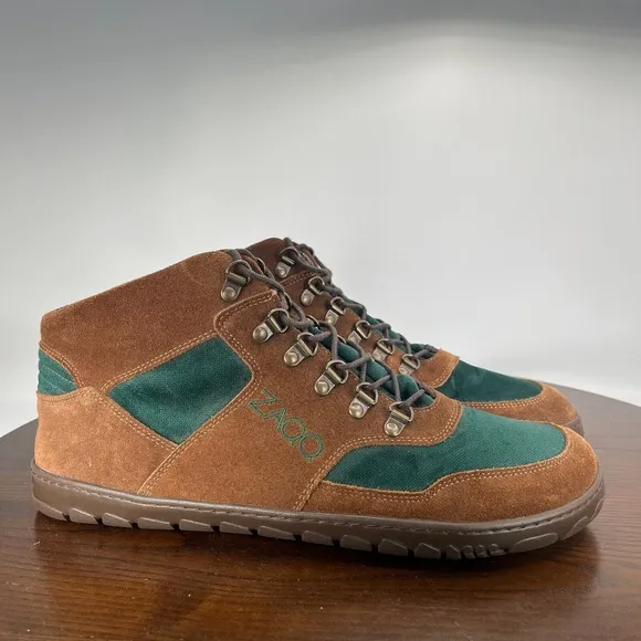 Zaqq Hiqe Mid Shoes Men's 46 / 12 Brown Green Suede Barefoot Waterproof Sneaker