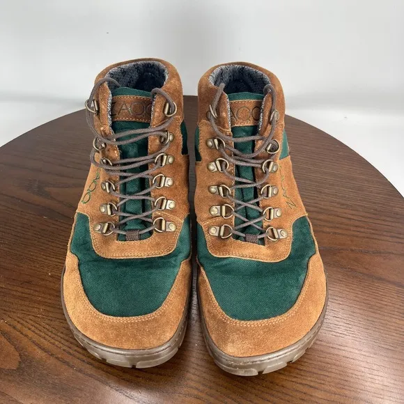 Zaqq Hiqe Mid Shoes Men's 46 / 12 Brown Green Suede Barefoot Waterproof Sneaker