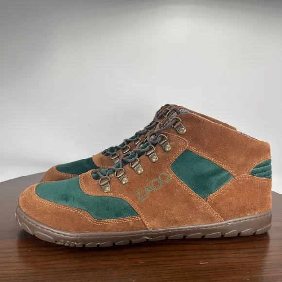 Zaqq Hiqe Mid Shoes Men's 46 / 12 Brown Green Suede Barefoot Waterproof Sneaker