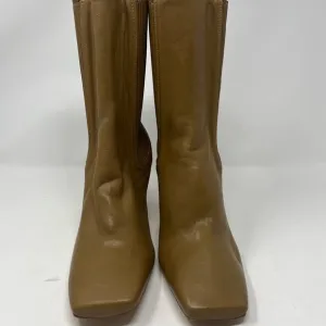 Zara ANKLE BOOTS OCHRE BEIGE Size 38 Leather SZ 9 or 40 EU.