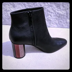 Zara black leather ankle boots round heel unique 8
