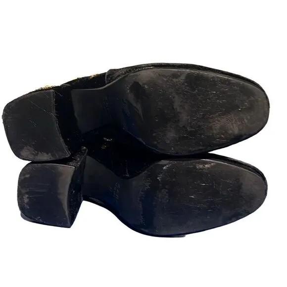 Zara Black Velvet Beaded Bug Boots Embellished Insect Ankle Booties