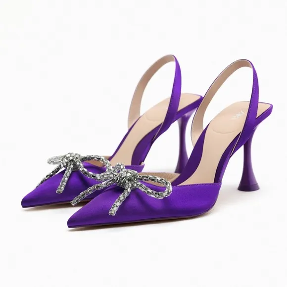ZARA Bloggers Fav Leather Slingbacks (Purple)
