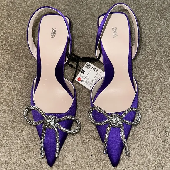ZARA Bloggers Fav Leather Slingbacks (Purple)