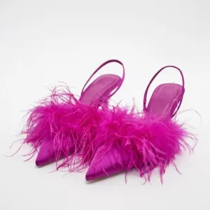 ZARA FEATHERED FABRIC HEELED SHOES