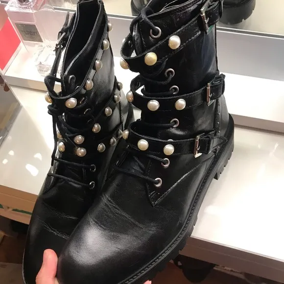 Zara pearl combat boots