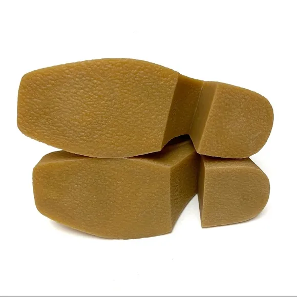 Zara Sand Leather Crepe Heel Platform Chelsea Ankle Boots NEW