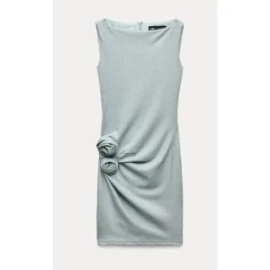Zara sleeveless metallic thread knit boat neck dress. Sky Blue in size‎ Med.