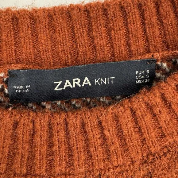 Zara sweater womens small S cowboy hat boots western oversized RARE cowgirl