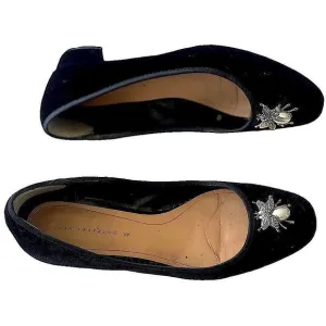 Zara Velvet Trafaluc Beetle/Bee Embellished  shoes limited edition SZ 38