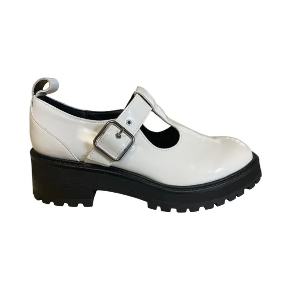 Zara White Mary Jane Lug Platform Shoes Size 8